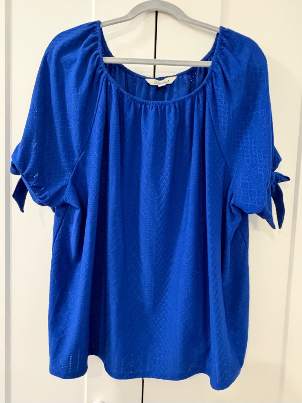 The Pioneer Woman Blue Eyelet Top with Tie Sleeves